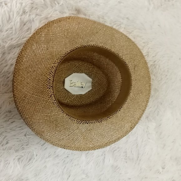 Bailey L Straw Hat Genuine Brown Trim USA Fedora - Picture 8 of 10